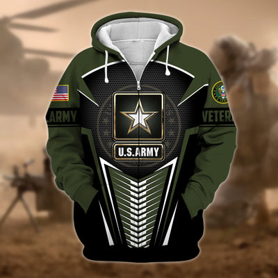 Premium Proudly Served US Veteran Zip Hoodie