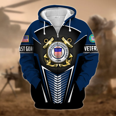 Premium Proudly Served US Veteran Zip Hoodie