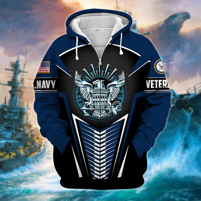 Premium Proudly Served US Veteran Zip Hoodie