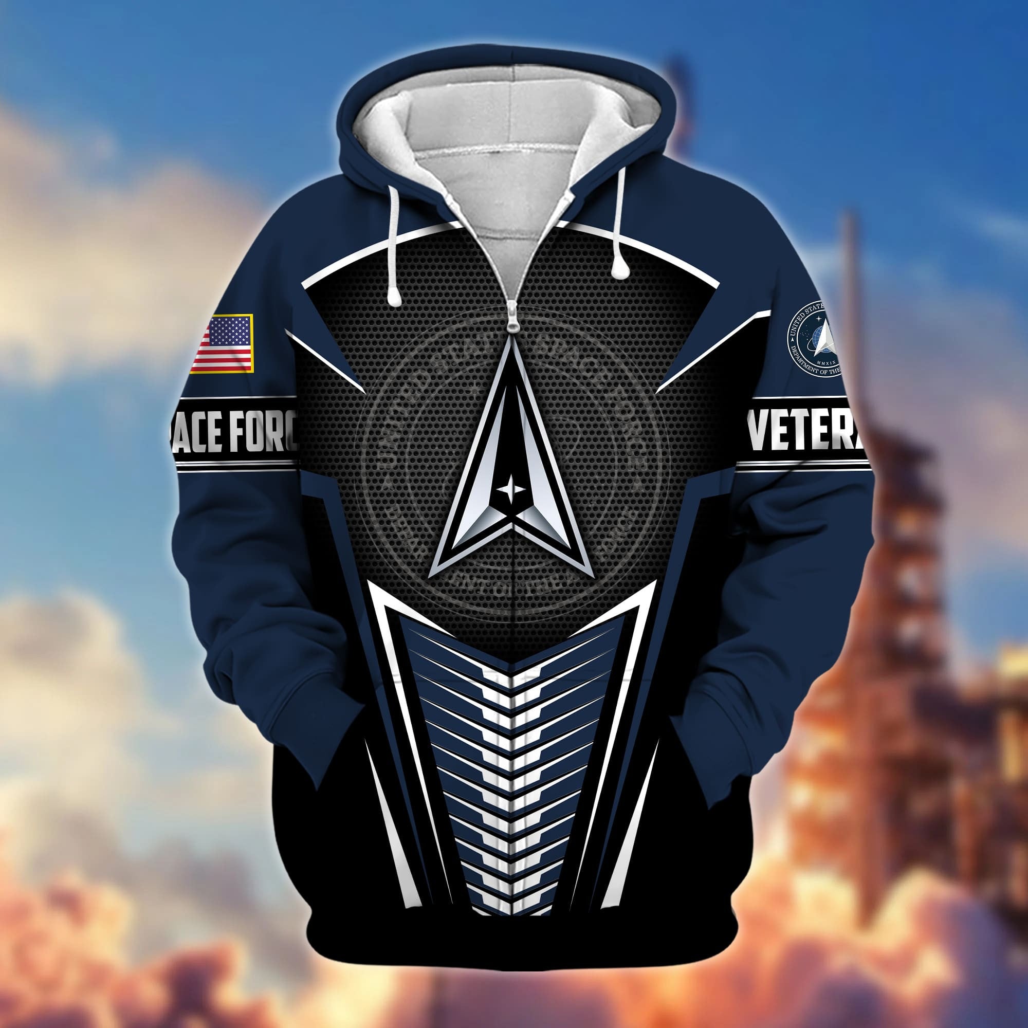 Premium Proudly Served US Veteran Zip Hoodie