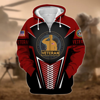 Premium Proudly Served US Veteran Zip Hoodie