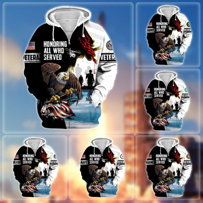 Premium Honoring All Who Served US Veteran Zip Hoodie
