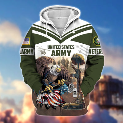 Premium Proudly Served US Veteran Zip Hoodie