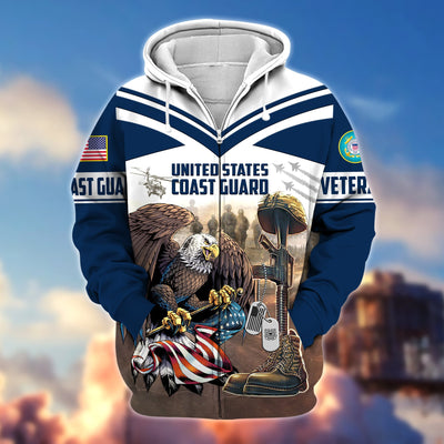 Premium Proudly Served US Veteran Zip Hoodie