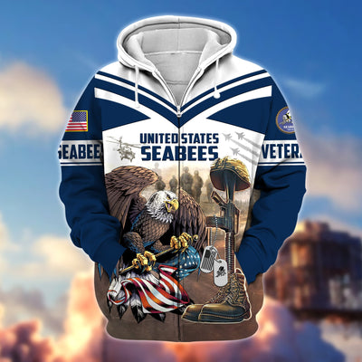 Premium Proudly Served US Veteran Zip Hoodie