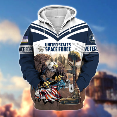 Premium Proudly Served US Veteran Zip Hoodie