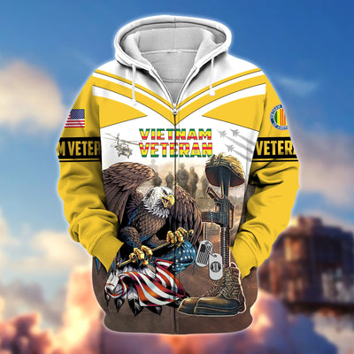 Premium Proudly Served US Veteran Zip Hoodie
