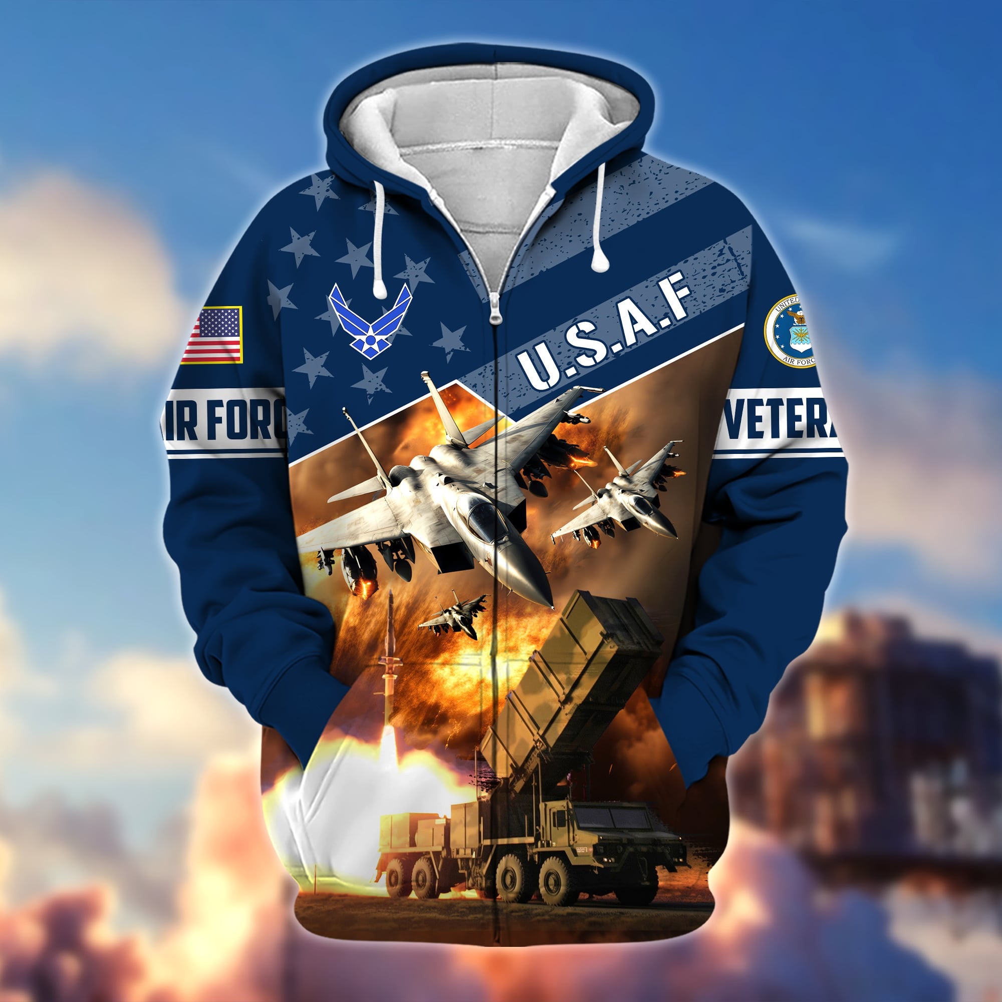 Premium Multiple Military Services US Veteran Zip Hoodie