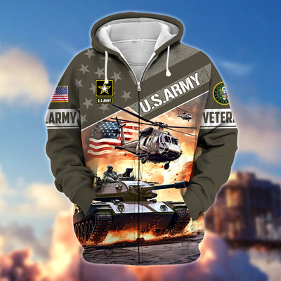 Premium Multiple Military Services US Veteran Zip Hoodie