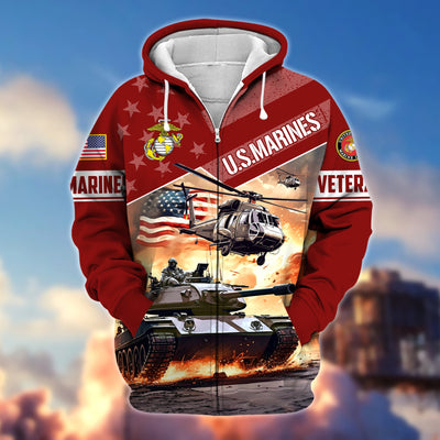 Premium Multiple Military Services US Veteran Zip Hoodie