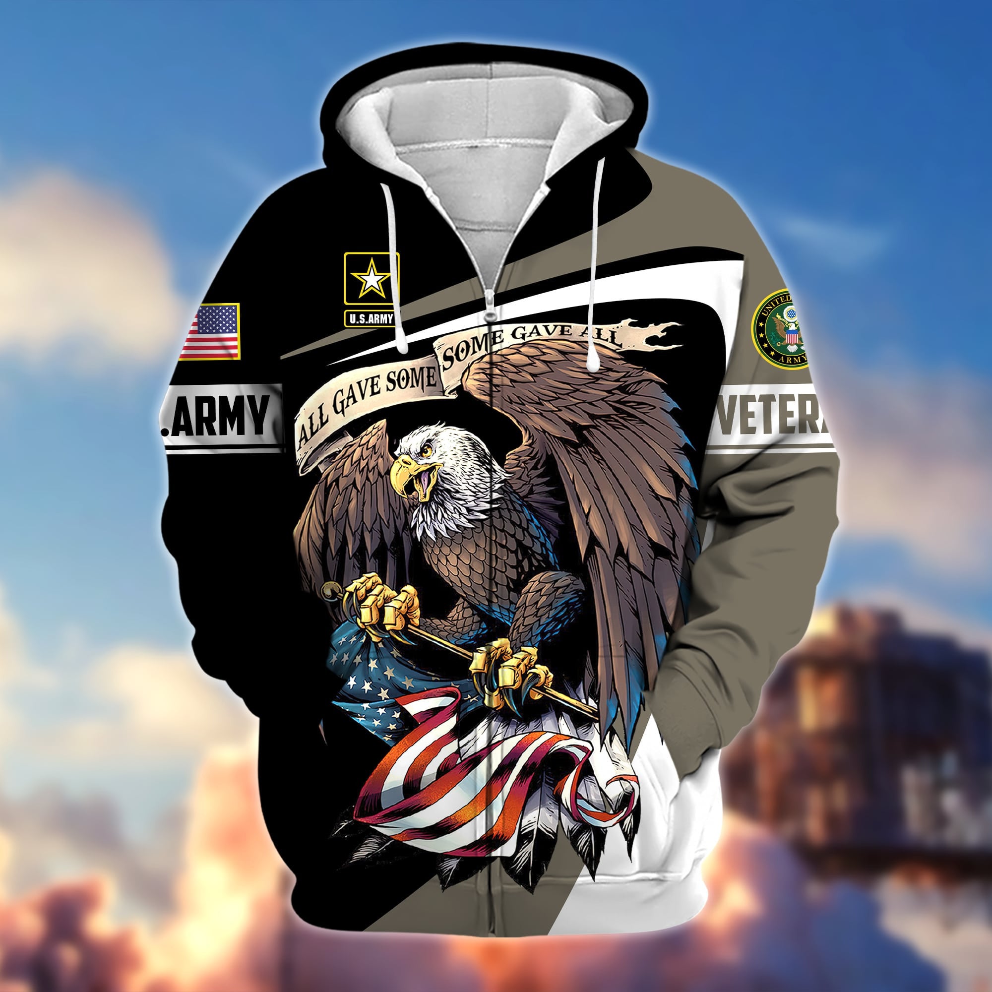 Premium Eagle US Veteran Zip Hoodie