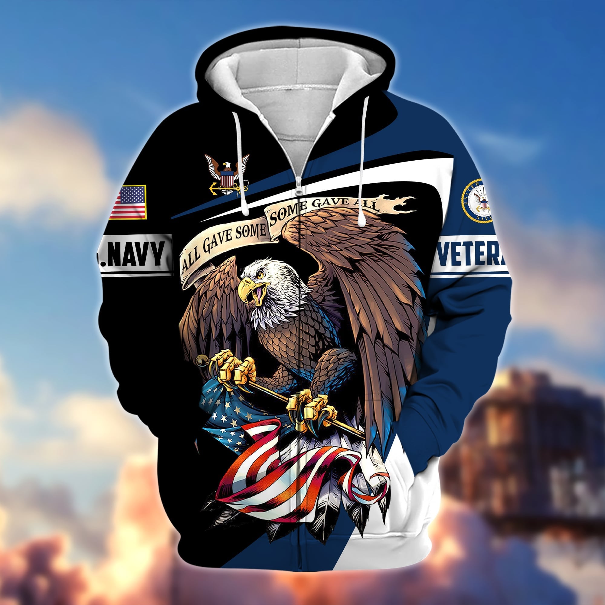 Premium Eagle US Veteran Zip Hoodie