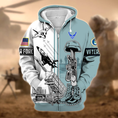 Unique Proudly Served US Veteran Zip Hoodie