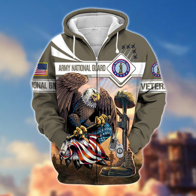 Premium Proudly Served US Veteran Zip Hoodie