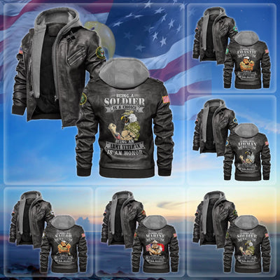 Premium Proudly Served US Veteran Leather Jacket