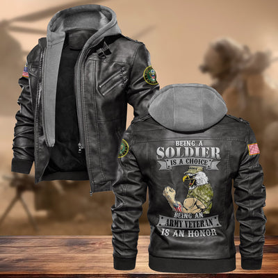 Premium Proudly Served US Veteran Leather Jacket