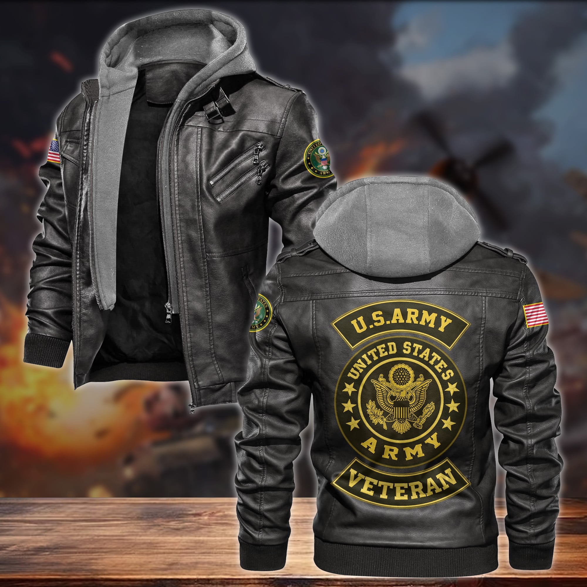 Premium Honoring All Who Served US Veteran Leather Jacket