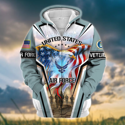 Premium Honoring All Who Served US Veteran Zip Hoodie