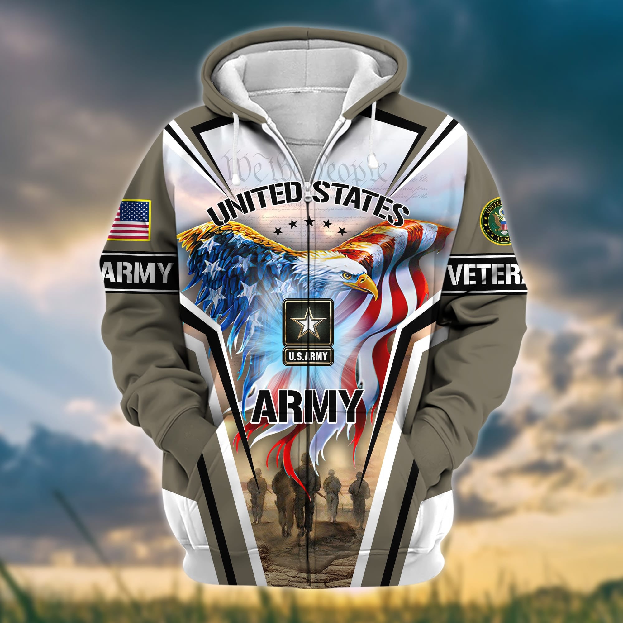 Premium Honoring All Who Served US Veteran Zip Hoodie
