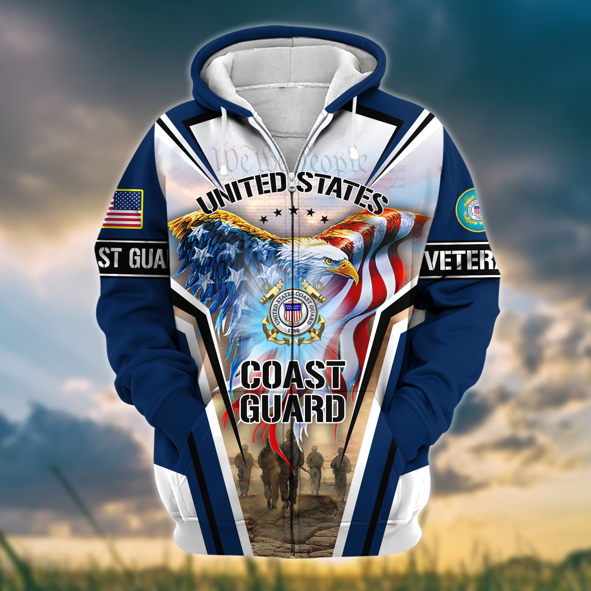 Premium Honoring All Who Served US Veteran Zip Hoodie