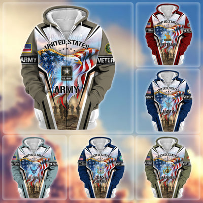 Premium Honoring All Who Served US Veteran Zip Hoodie