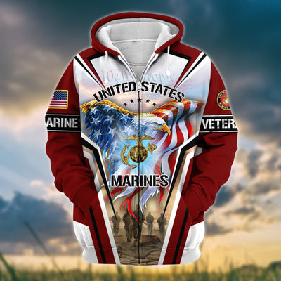 Premium Honoring All Who Served US Veteran Zip Hoodie