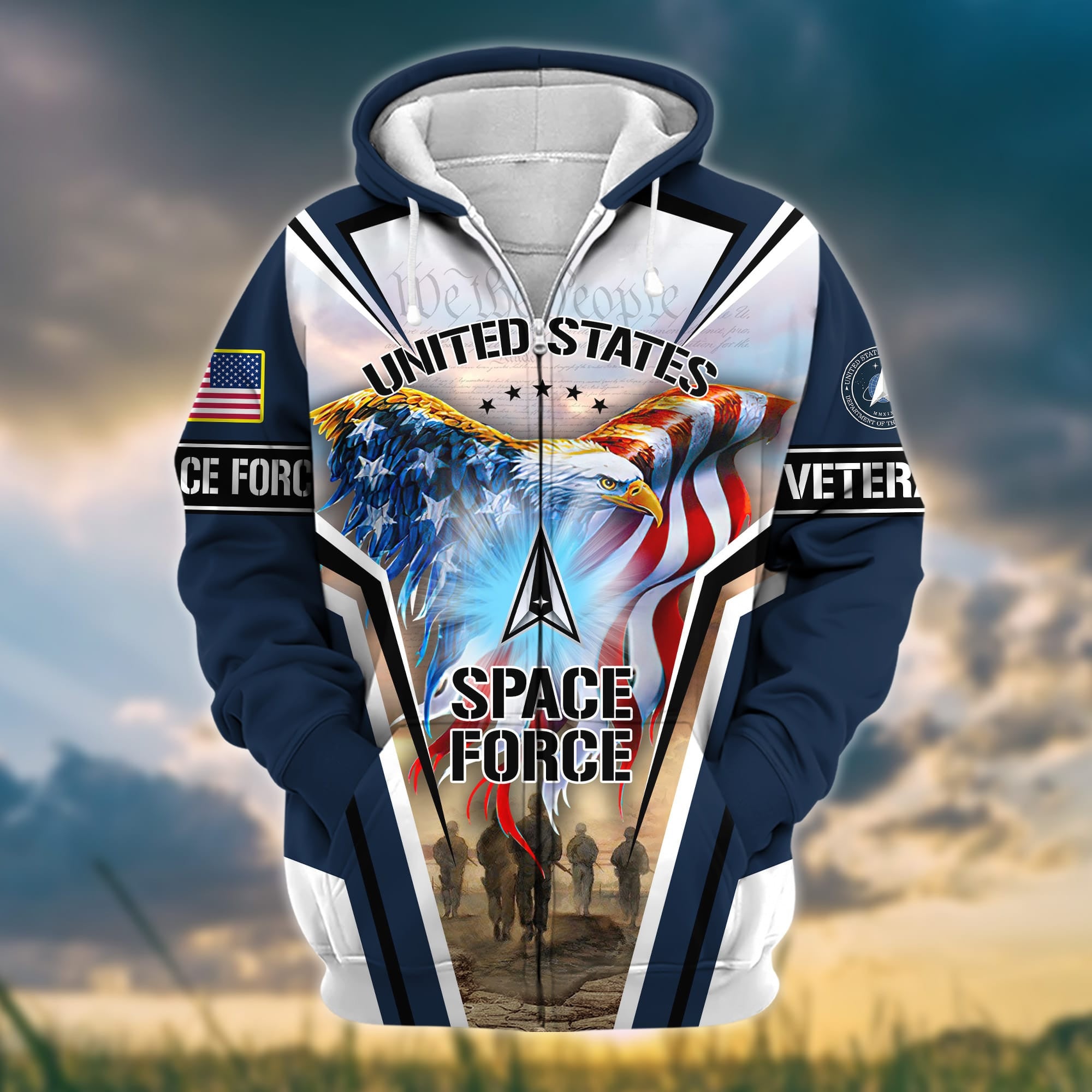Premium Honoring All Who Served US Veteran Zip Hoodie