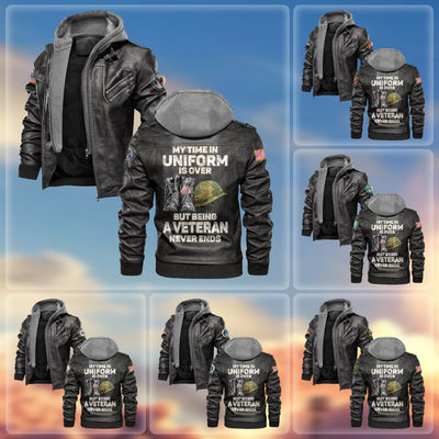 Premium My Time In Uniform Is Over But Being A Veteran Never Ends US Veteran Leather Jacket