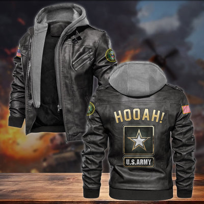 Premium HOOAH! US Veteran Leather Jacket