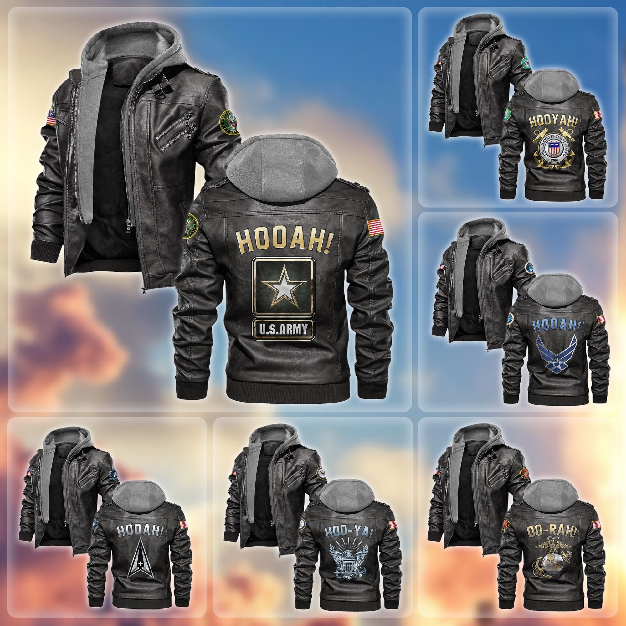 Premium HOOAH! US Veteran Leather Jacket