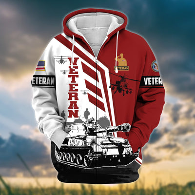 Premium Honoring All Who Served US Veteran Zip Hoodie