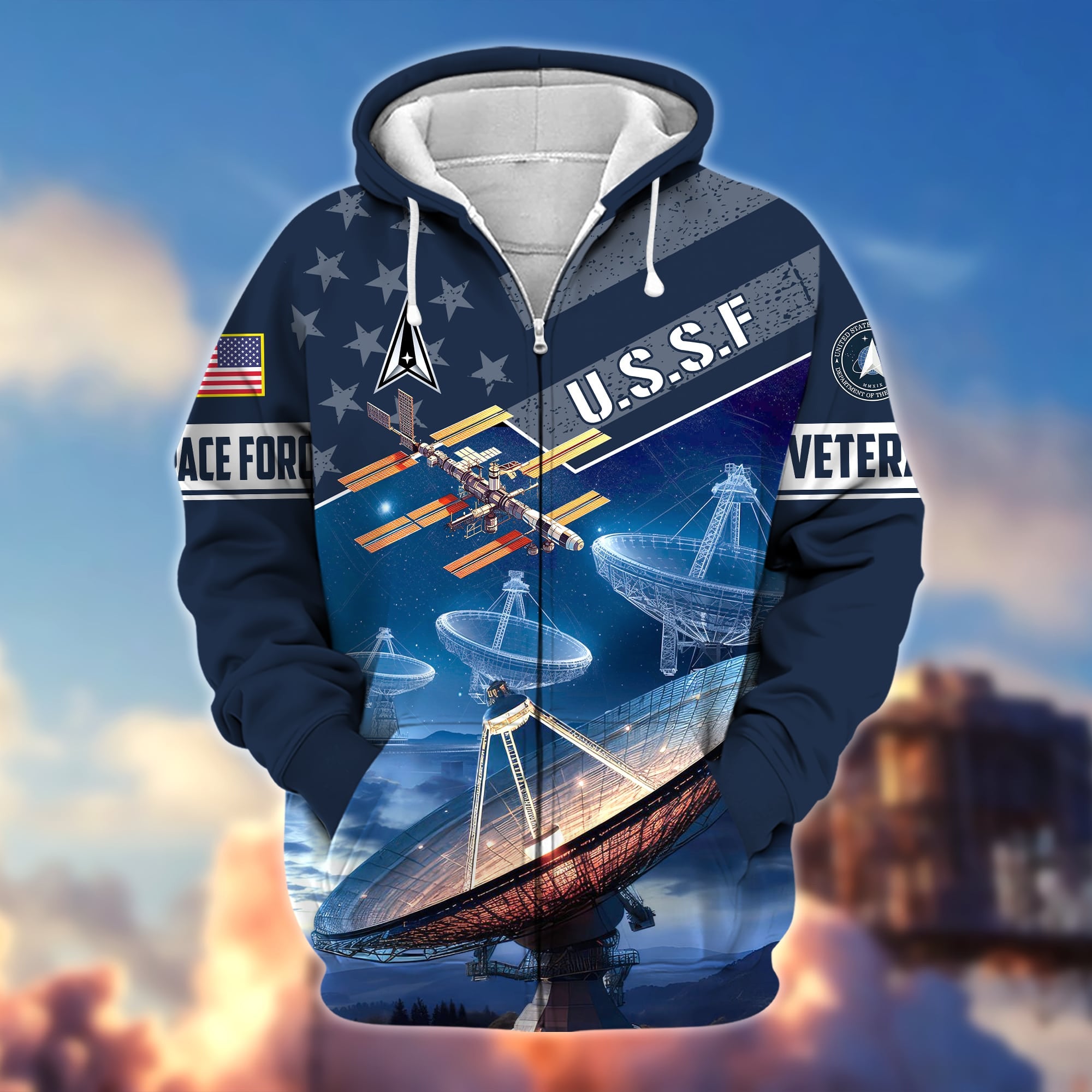 Premium Multiple Military Services US Veteran Zip Hoodie