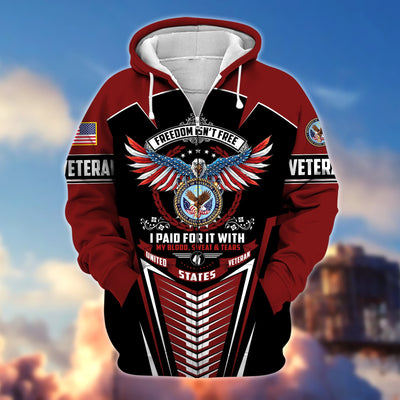 Premium Freedom Is Not Free US Veteran Zip Hoodie