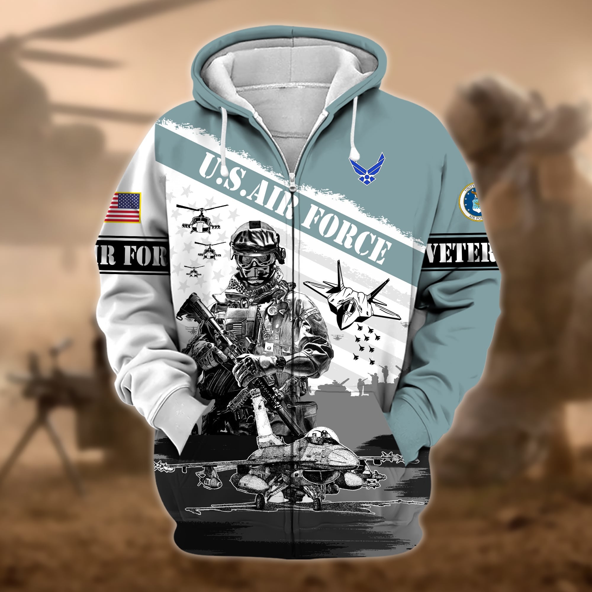 Premium Honoring All Who Served US Veteran Zip Hoodie