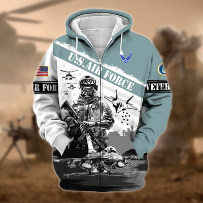 Premium Honoring All Who Served US Veteran Zip Hoodie