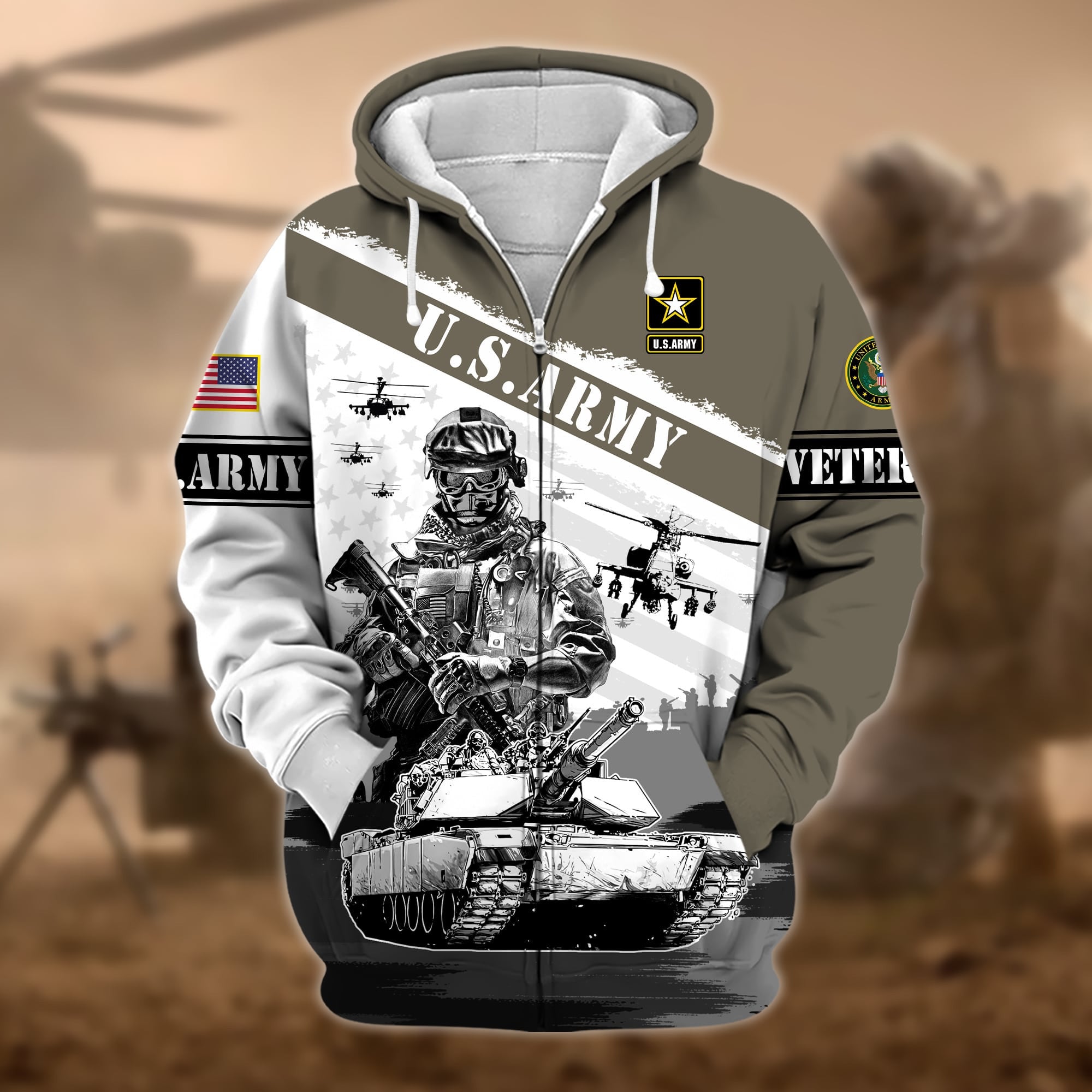 Premium Honoring All Who Served US Veteran Zip Hoodie