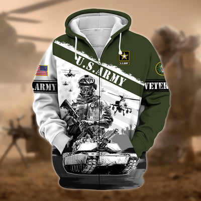 Premium Honoring All Who Served US Veteran Zip Hoodie