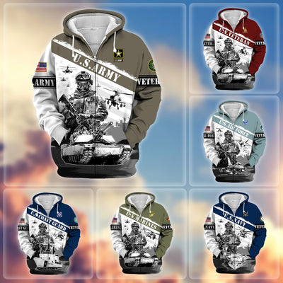 Premium Honoring All Who Served US Veteran Zip Hoodie
