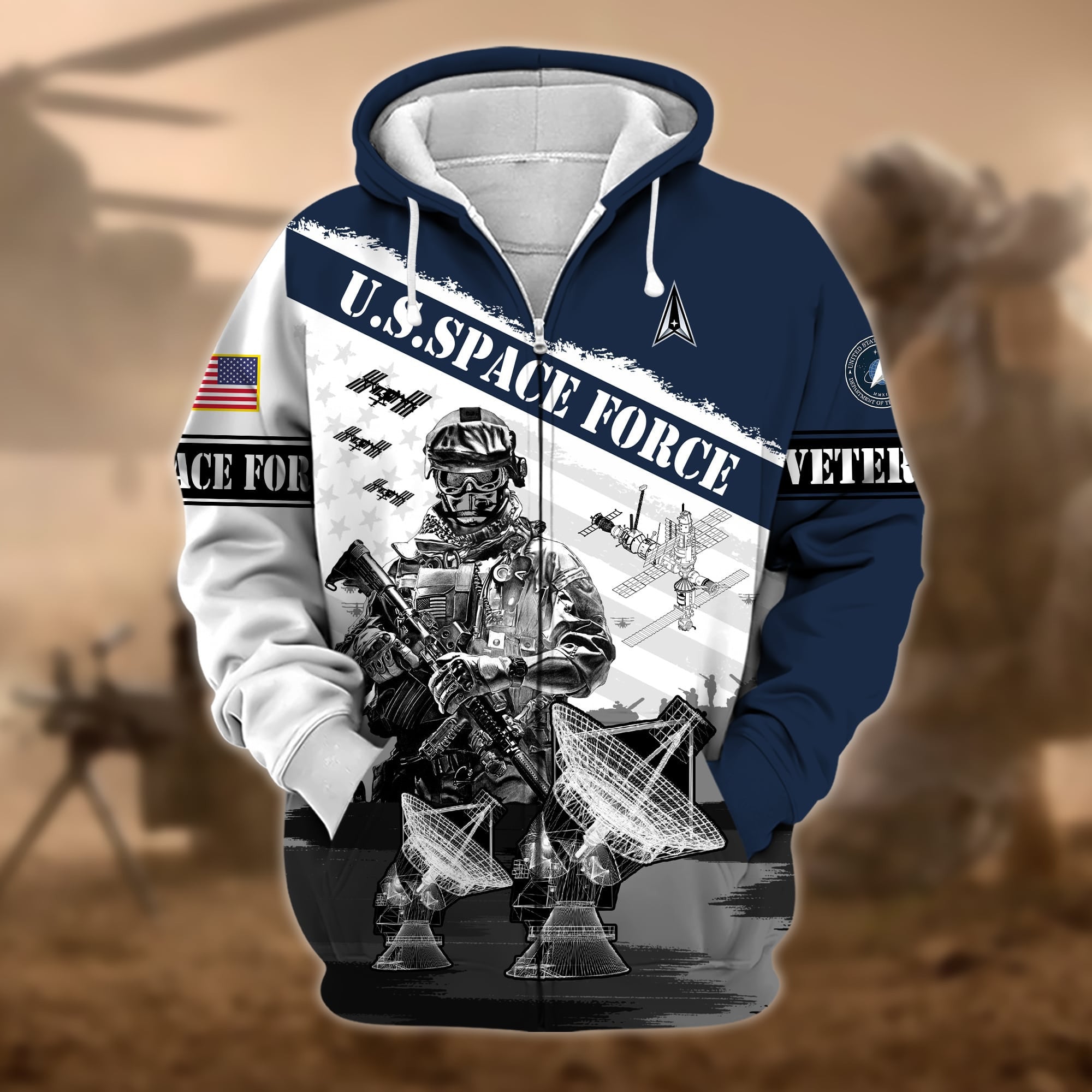 Premium Honoring All Who Served US Veteran Zip Hoodie