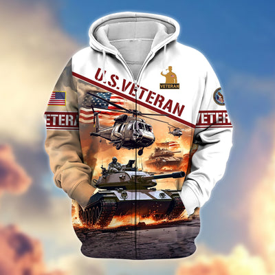 Premium Proudly Served US Veteran Zip Hoodie