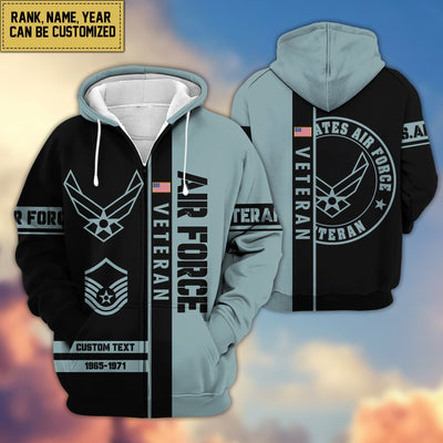 Premium Personalized Proudly Served US Veteran Zip Hoodie