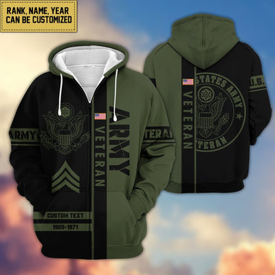 Premium Personalized Proudly Served US Veteran Zip Hoodie