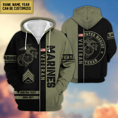 Premium Personalized Proudly Served US Veteran Zip Hoodie