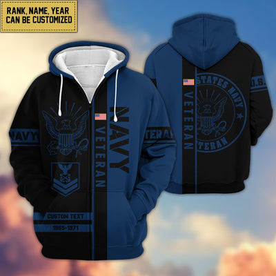 Premium Personalized Proudly Served US Veteran Zip Hoodie