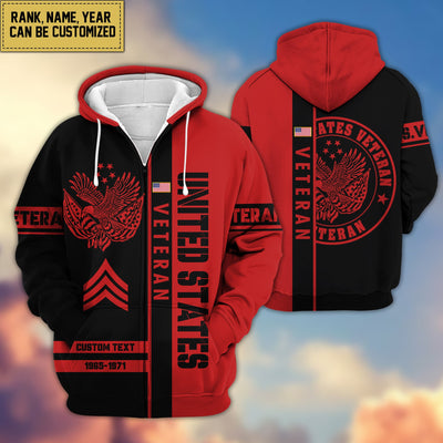 Premium Personalized Proudly Served US Veteran Zip Hoodie