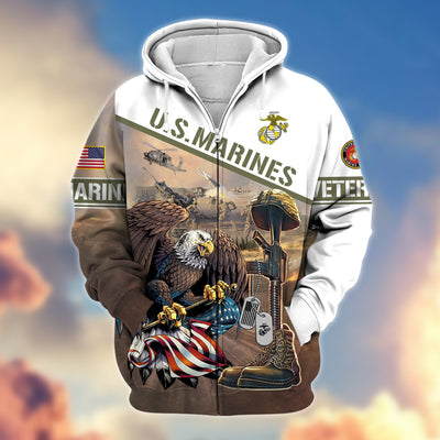 Premium Proudly Served US Veteran Zip Hoodie