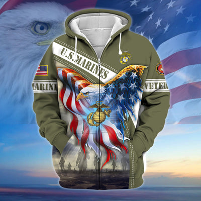 Premium American Pride US Veteran Zip Hoodie