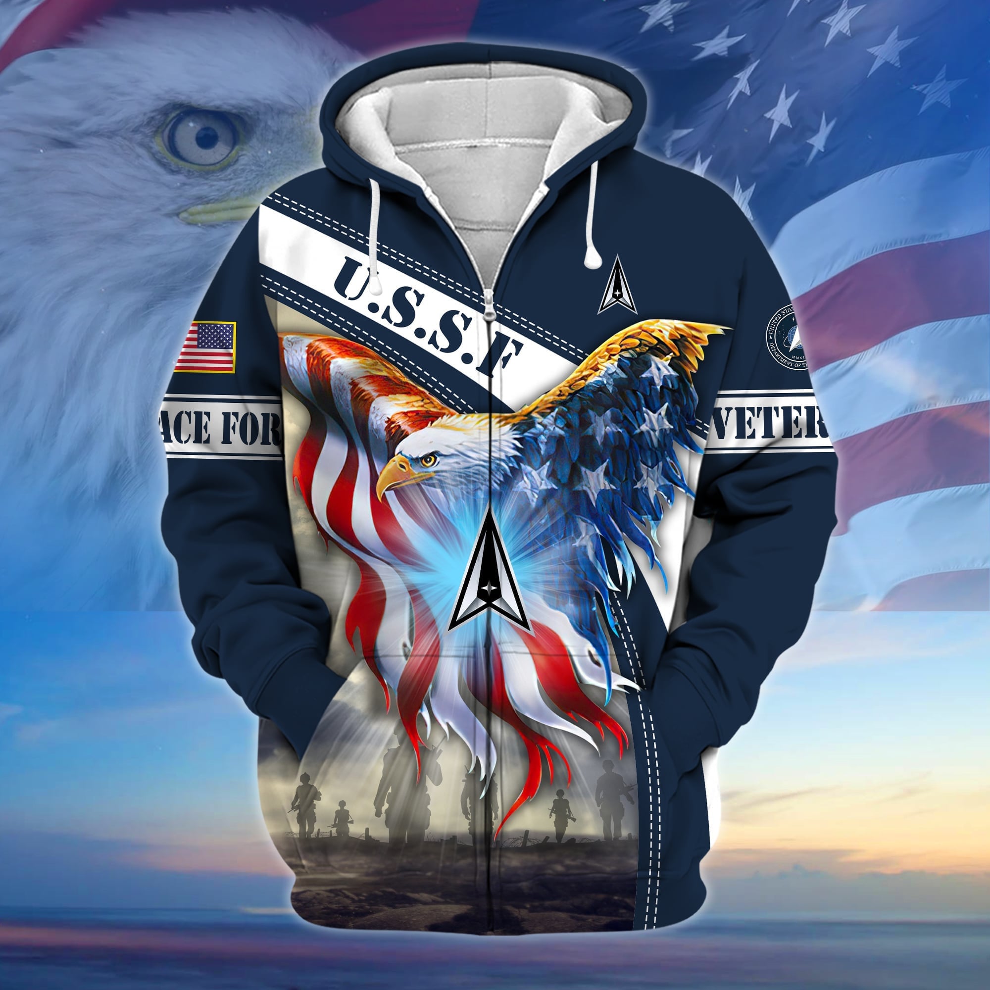 Premium American Pride US Veteran Zip Hoodie