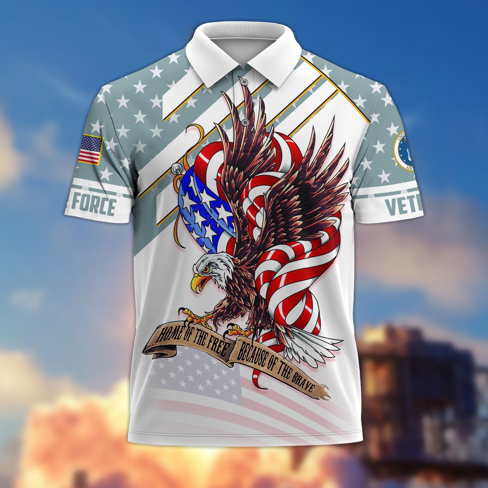 Premium Home Of The Free Becase Of The Brave US Veterans Polo Shirt
