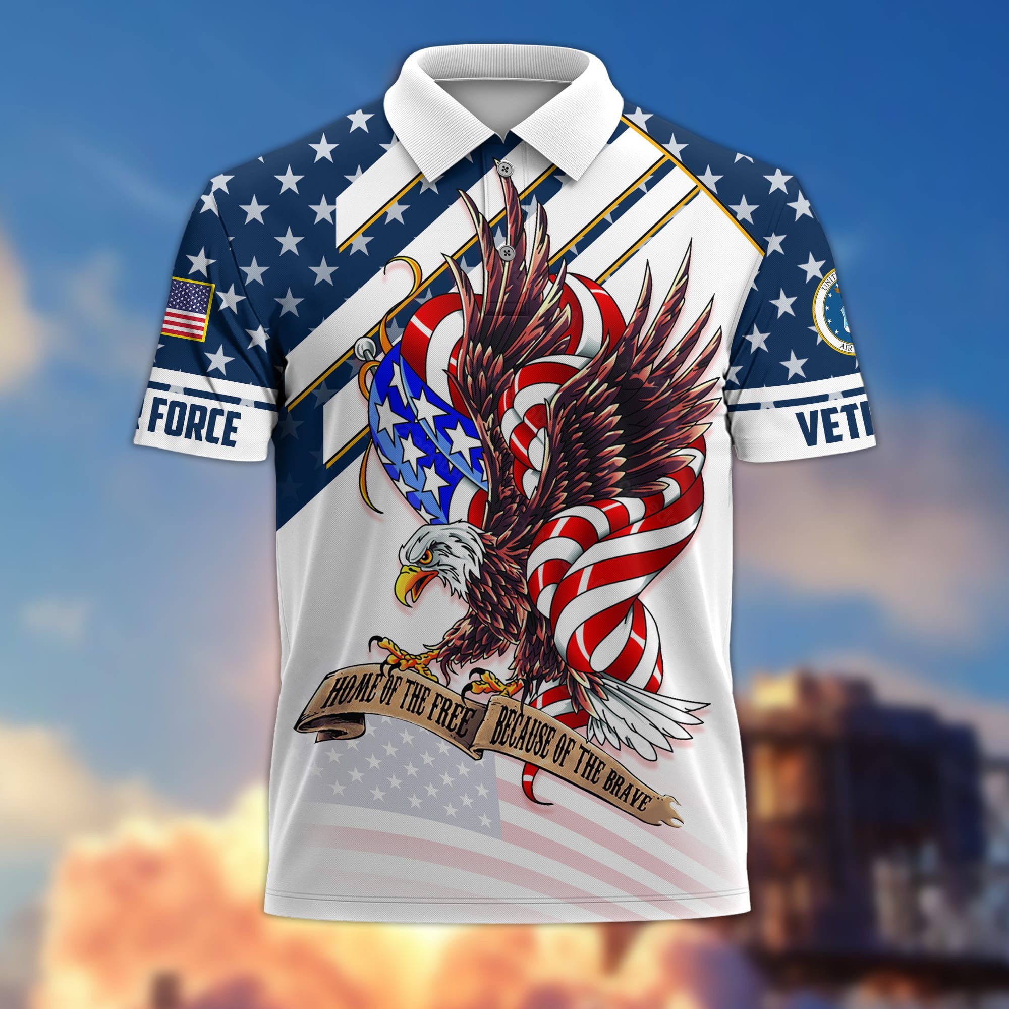 Premium Home Of The Free Becase Of The Brave US Veterans Polo Shirt